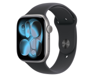 Smartwatch APPLE Watch Series 11 GPS 46mm Aluminiowa koperta (gwiezdna szarość)/ Sportowy pasek (czarny) - rozmiar M/L